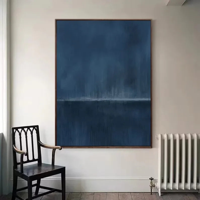 Blue Horizon-Stormy Ocean Horizon Abstract Oil Painting Wall Art