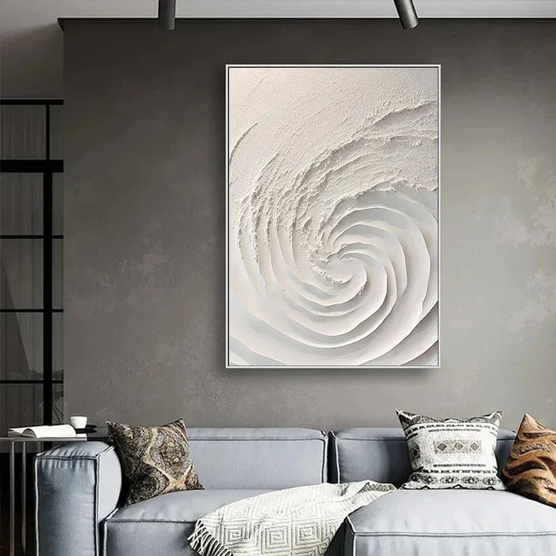 Ethereal Spiral Textured Art-Minimalist Abstract Spiral Three-Dimensional Texture Oil Painting Wall Art