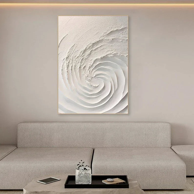 Ethereal Spiral Textured Art-Minimalist Abstract Spiral Three-Dimensional Texture Oil Painting Wall Art