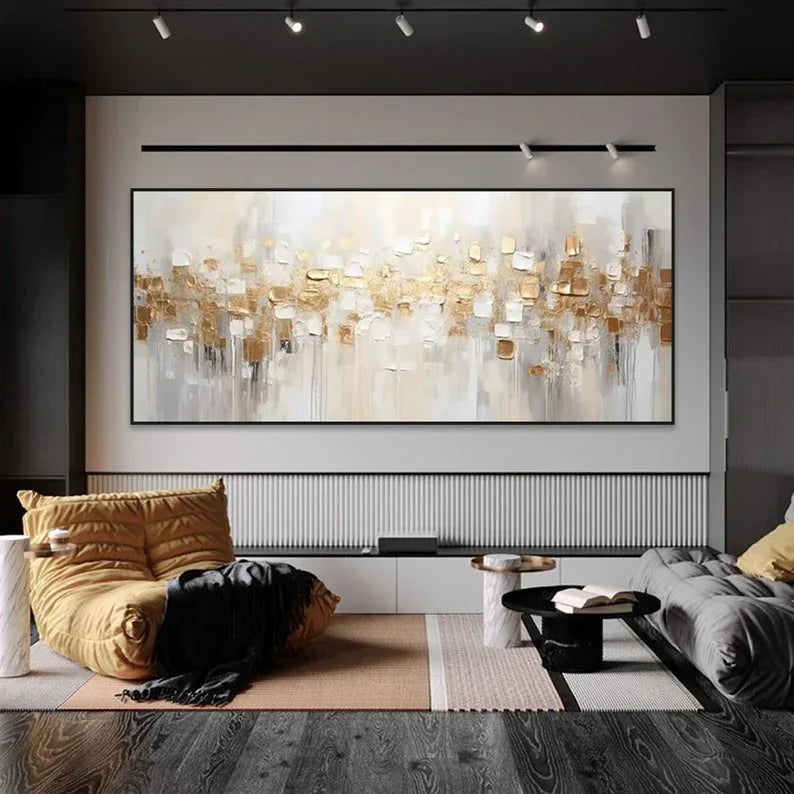 Golden Abstract Textured Canvas - Modern Luxury Wall Art for Interiors