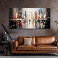 Modern Abstract Cityscape Oil Painting – Vibrant Urban Wall Art Decor