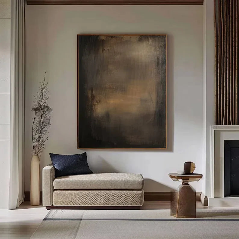 Elegant Dark Hues-Brown Gold Twilight Abstract Minimalist Elegant Wall Art