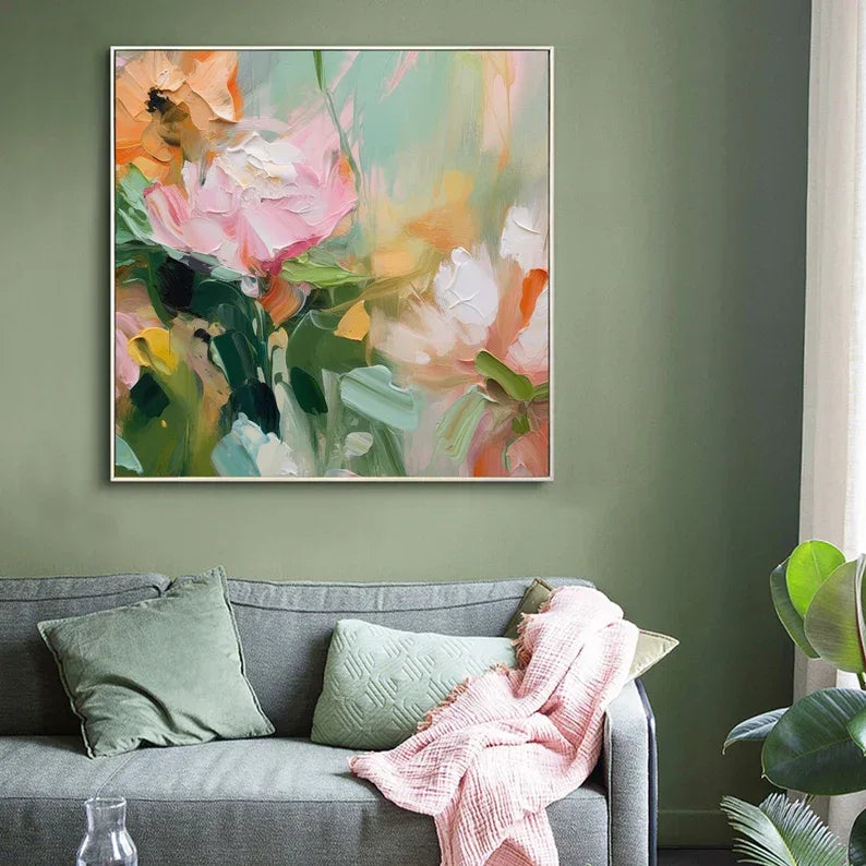 Floral Harmony-Abstract Texture Floral Wall Art #FL10033