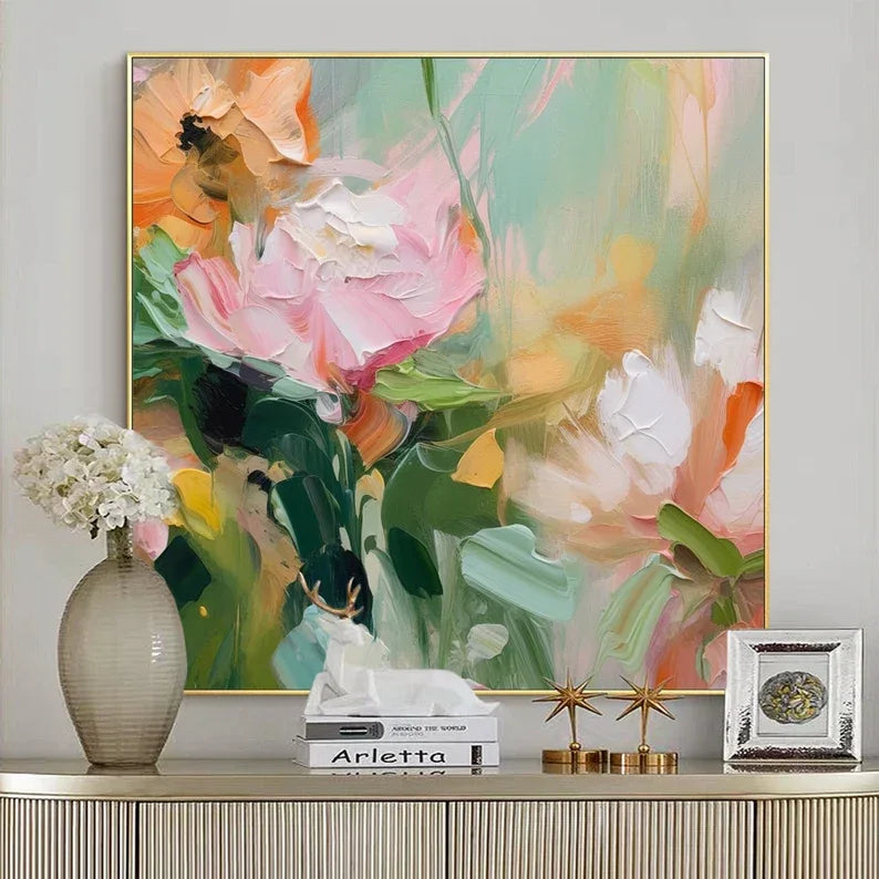 Floral Harmony-Abstract Texture Floral Wall Art #FL10033