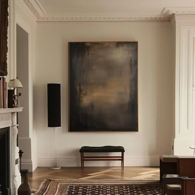 Elegant Dark Hues-Brown Gold Twilight Abstract Minimalist Elegant Wall Art