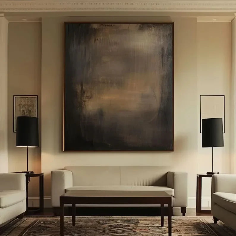 Elegant Dark Hues-Brown Gold Twilight Abstract Minimalist Elegant Wall Art
