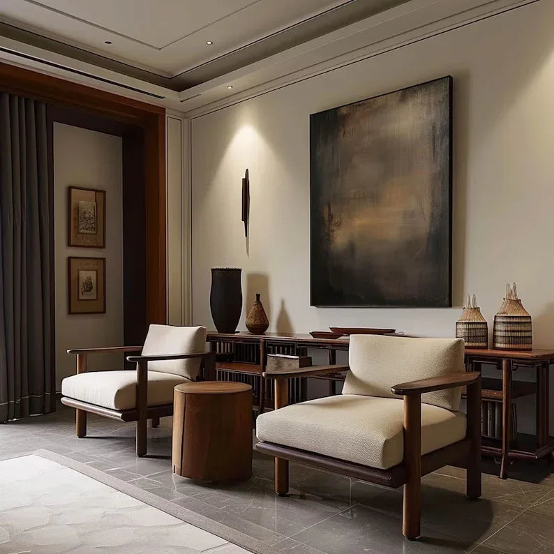 Elegant Dark Hues-Brown Gold Twilight Abstract Minimalist Elegant Wall Art