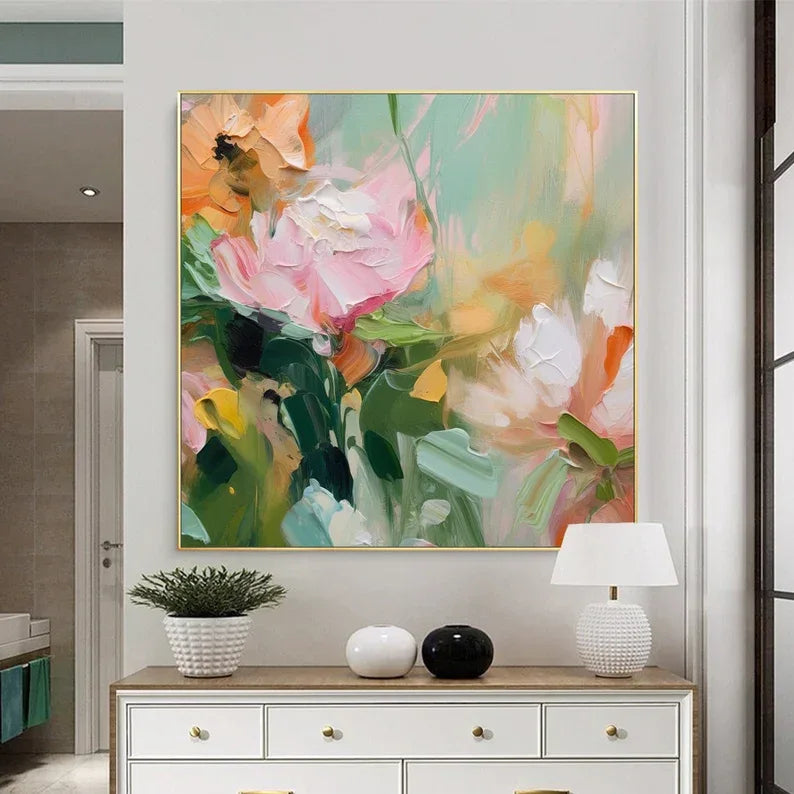 Floral Harmony-Abstract Texture Floral Wall Art #FL10033