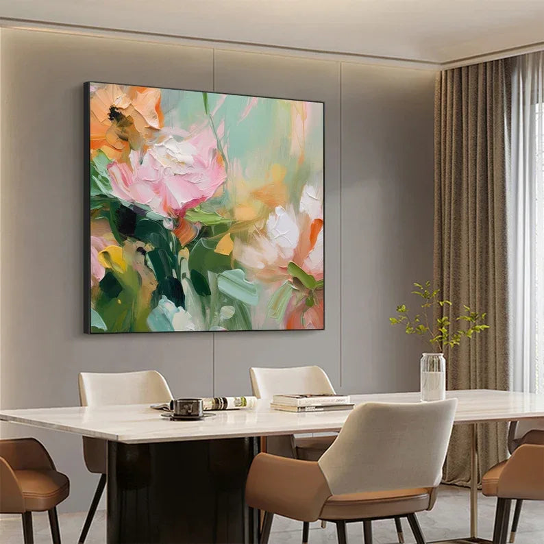 Floral Harmony-Abstract Texture Floral Wall Art #FL10033