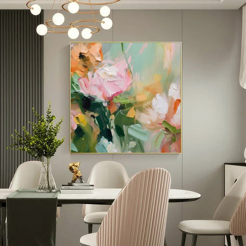 Floral Harmony-Abstract Texture Floral Wall Art #FL10033