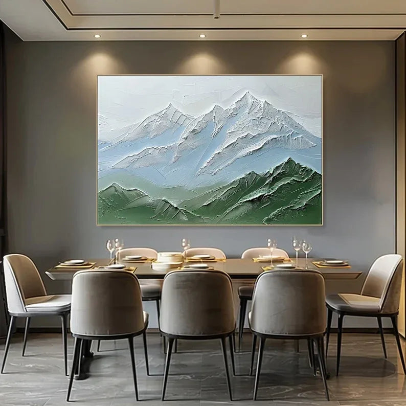 Serene Peaks Textured Canvas-Modern Three-Dimensional Texture of Snow Mountain Wall Art