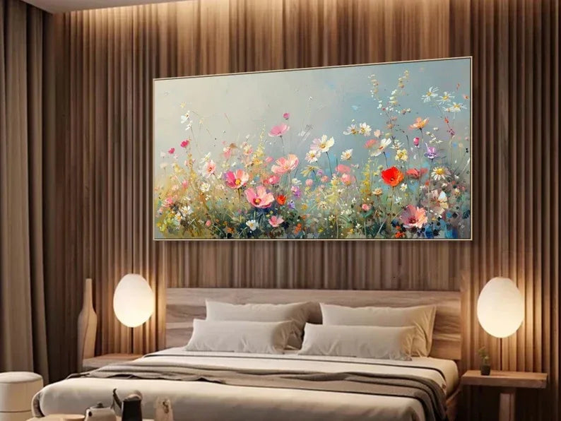 Meadow Symphony Canvas Art-Dimensional Floral Abstract Texture Wall Art#FL10019