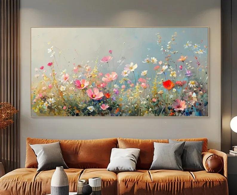 Meadow Symphony Canvas Art-Dimensional Floral Abstract Texture Wall Art#FL10019