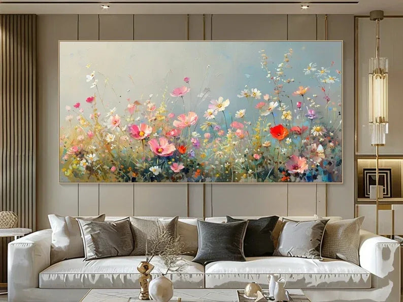 Meadow Symphony Canvas Art-Dimensional Floral Abstract Texture Wall Art#FL10019