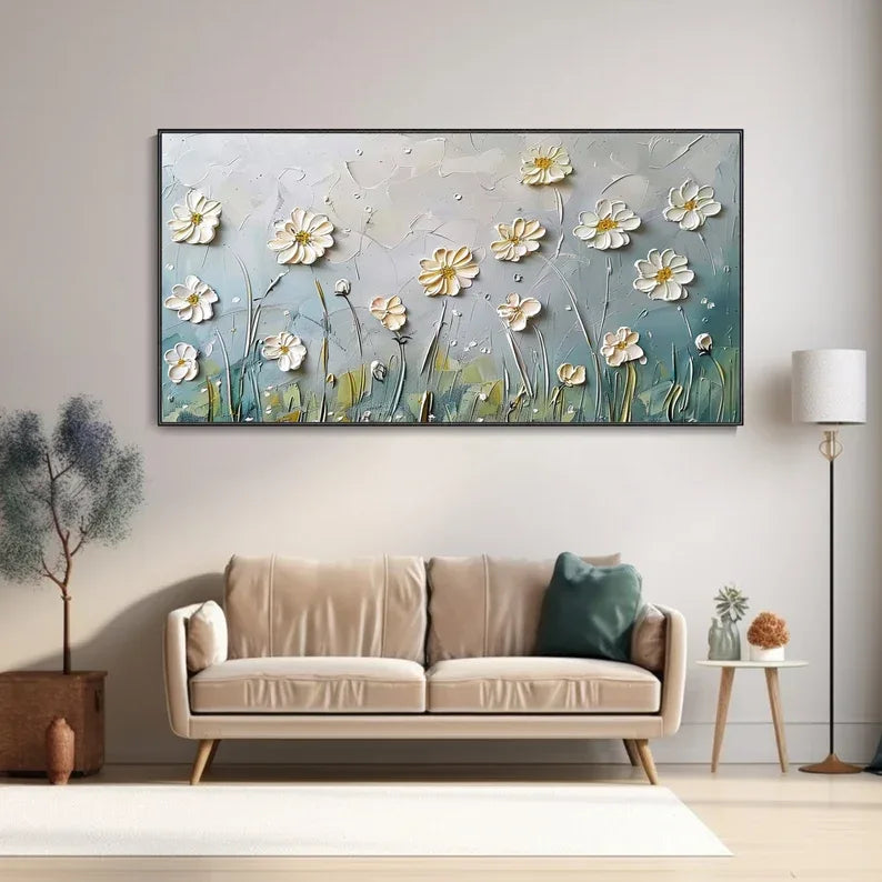 Floral Breeze-Minimalist Style Embossed Wildflower Wall Art#FL10026
