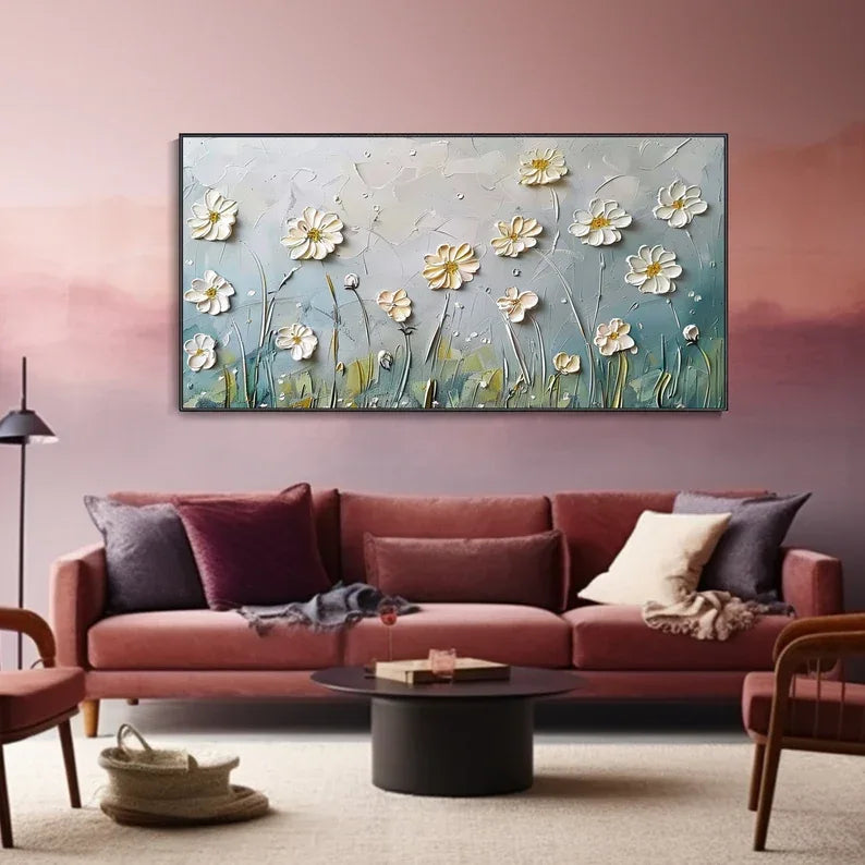 Floral Breeze-Minimalist Style Embossed Wildflower Wall Art#FL10026