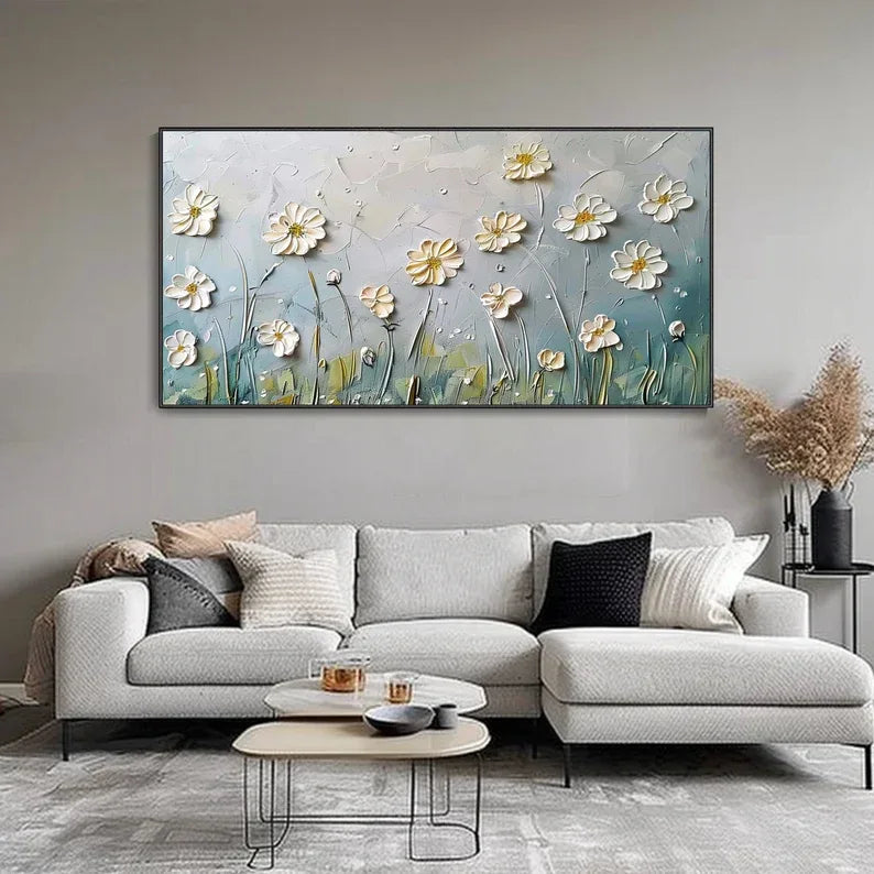 Floral Breeze-Minimalist Style Embossed Wildflower Wall Art#FL10026