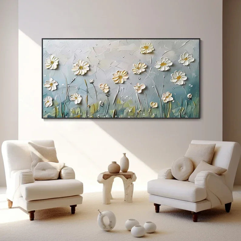 Floral Breeze-Minimalist Style Embossed Wildflower Wall Art#FL10026