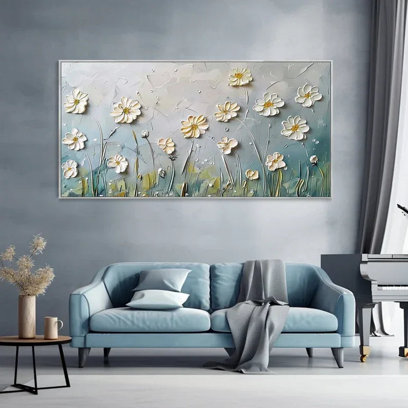Floral Breeze-Minimalist Style Embossed Wildflower Wall Art#FL10026
