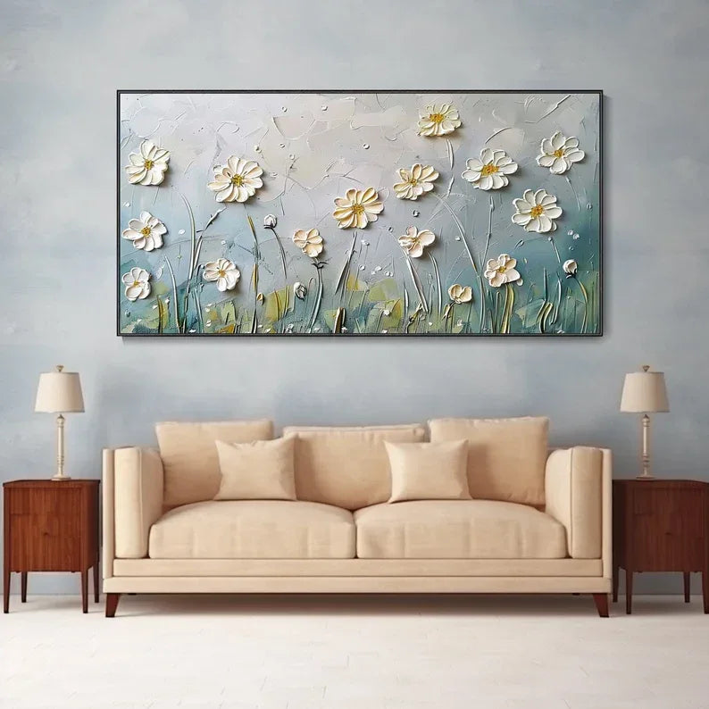 Floral Breeze-Minimalist Style Embossed Wildflower Wall Art#FL10026