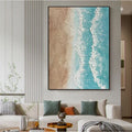 Light Tone Beach Art-Hand Drawn Natural Coastal Oil Wall Art in Modern Minimalist Homes
