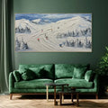 Skiing Through Winter - Abstract Oil Painting Wall Art Themed Around Skiing in the Snow Mountains