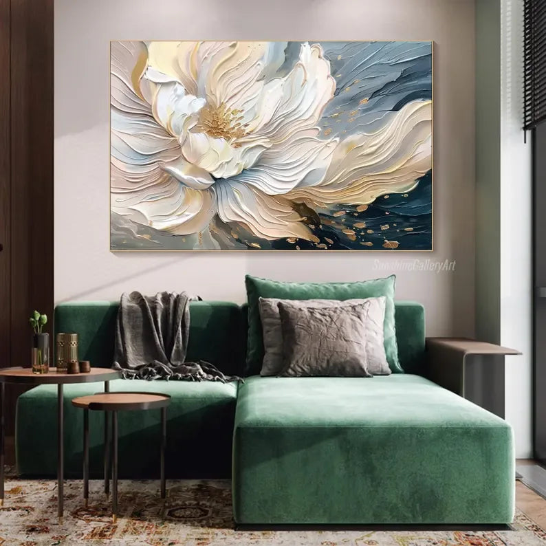 Blooming Elegance-Modern Textured 3D Floral Oil Painting Wall Art#FL10013