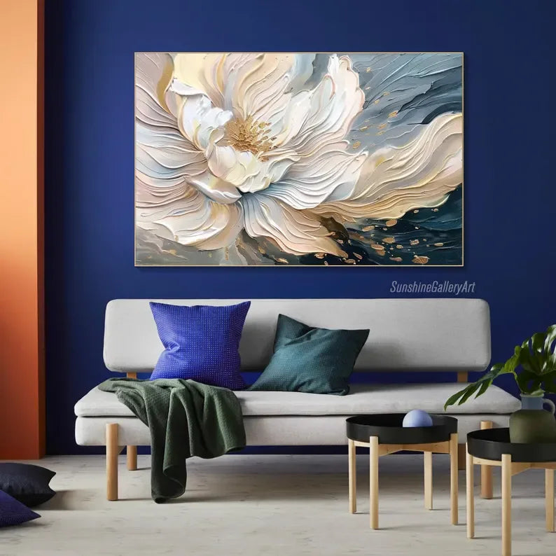 Blooming Elegance-Modern Textured 3D Floral Oil Painting Wall Art#FL10013