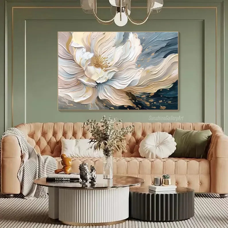 Blooming Elegance-Modern Textured 3D Floral Oil Painting Wall Art#FL10013