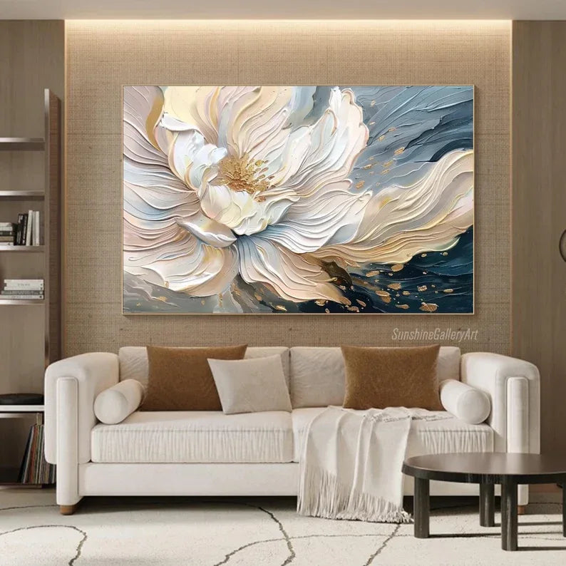 Blooming Elegance-Modern Textured 3D Floral Oil Painting Wall Art#FL10013