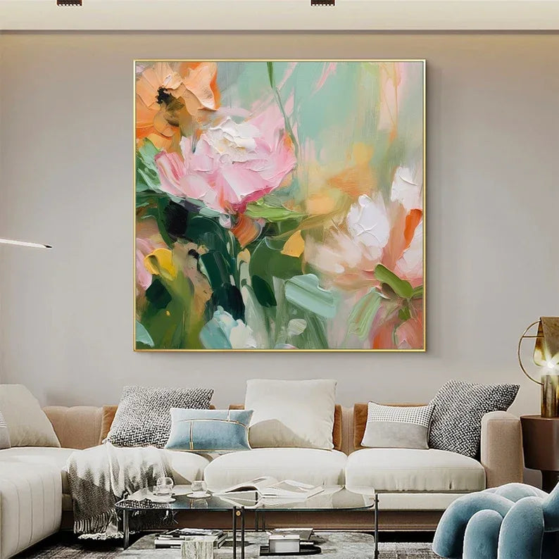 Floral Harmony-Abstract Texture Floral Wall Art #FL10033