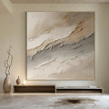 Large Wabi-sabi style brown wall painting-Hand Drawn Brown Textured Decorative Wall Art