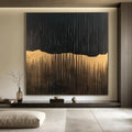 BlackGold Textured Edge-Black Beige Wabi Sabi Abstract Painting