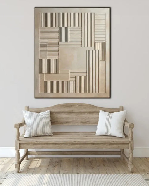 3D Geometric Minimalist Wall Art – Neutral Textured Canvas Decor