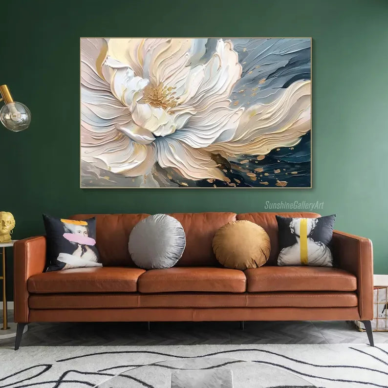 Blooming Elegance-Modern Textured 3D Floral Oil Painting Wall Art#FL10013