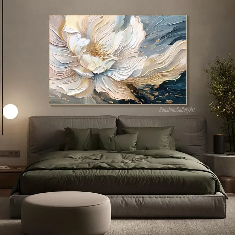 Blooming Elegance-Modern Textured 3D Floral Oil Painting Wall Art#FL10013