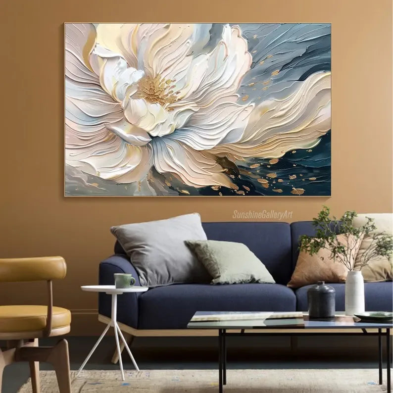 Blooming Elegance-Modern Textured 3D Floral Oil Painting Wall Art#FL10013