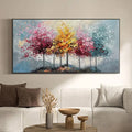 Seasons Symphony Canvas Art-Four Seasons Tree Oil Painting Wall Art#FL10035