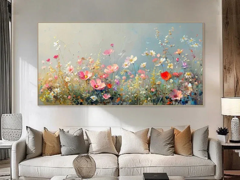 Meadow Symphony Canvas Art-Dimensional Floral Abstract Texture Wall Art#FL10019