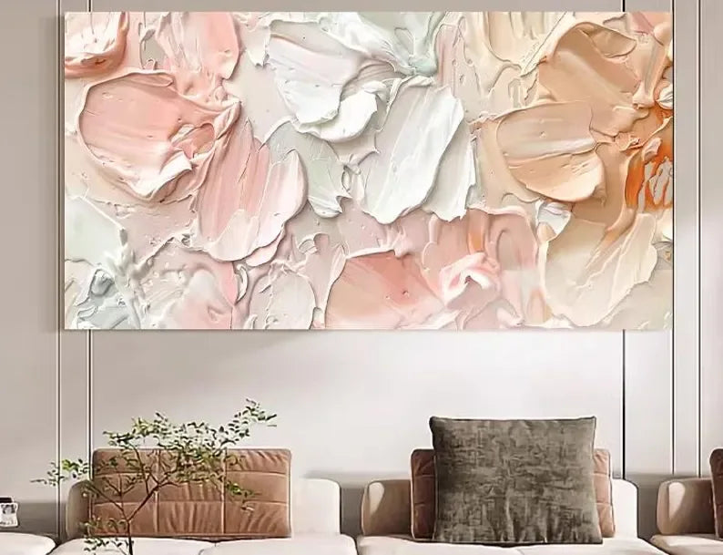 Floral Textured Canvas Art – Elegant 3D Blossom Design for Interiors#FL10058