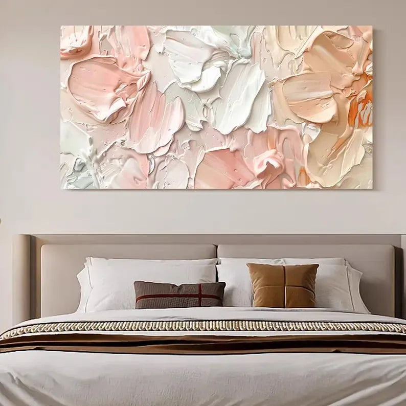 Floral Textured Canvas Art – Elegant 3D Blossom Design for Interiors#FL10058
