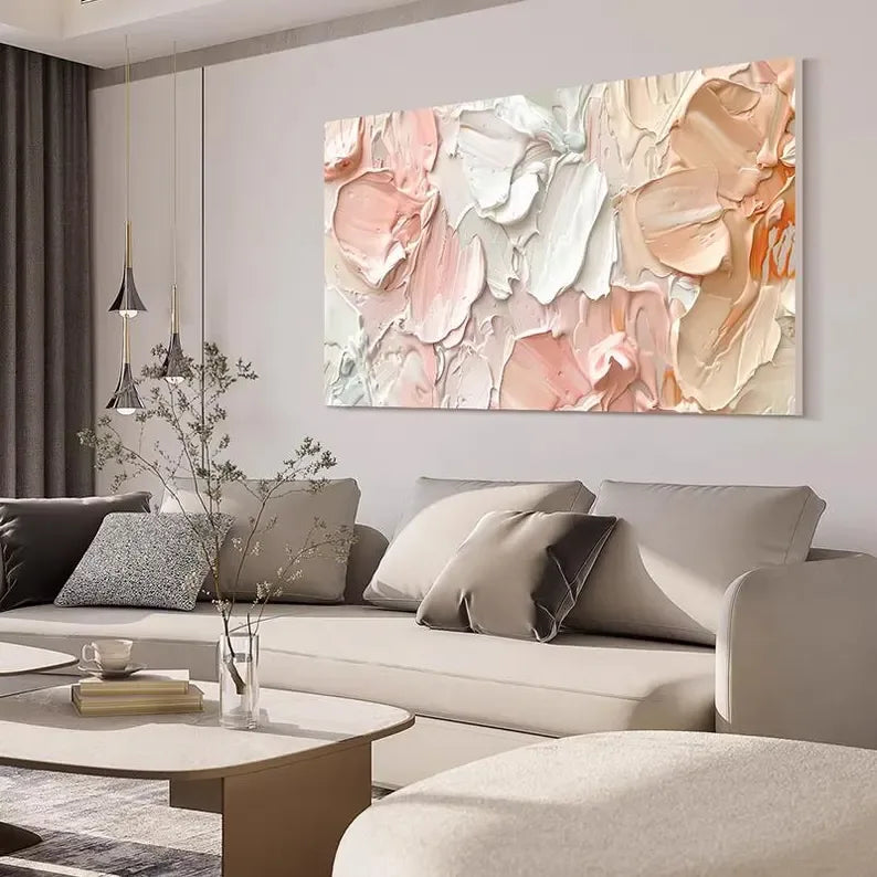 Floral Textured Canvas Art – Elegant 3D Blossom Design for Interiors#FL10058