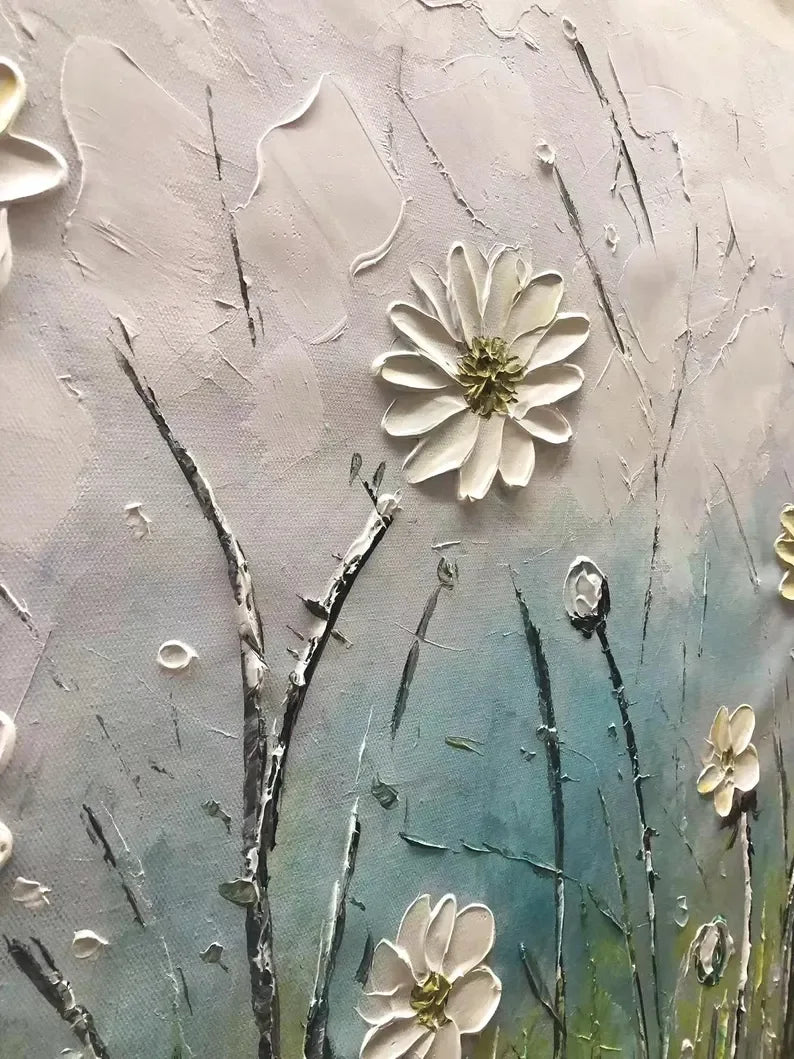 Floral Breeze-Minimalist Style Embossed Wildflower Wall Art#FL10026