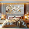 Golden Blossom-Modern Romantic Gold Foil Flower Texture Wall Art#FL10074