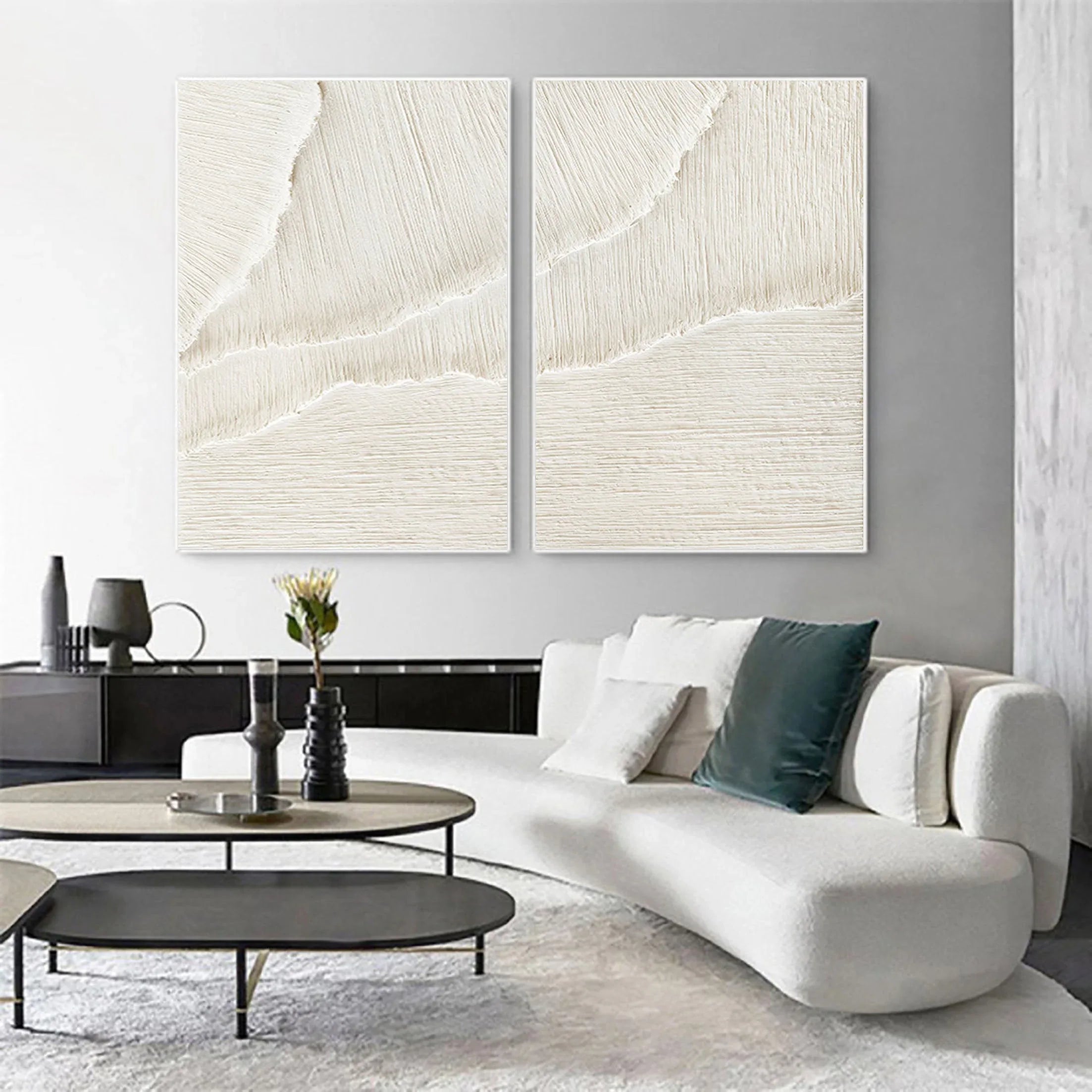 Ethereal Flow - Dual Minimalist Textured Wall Art SET OF 2