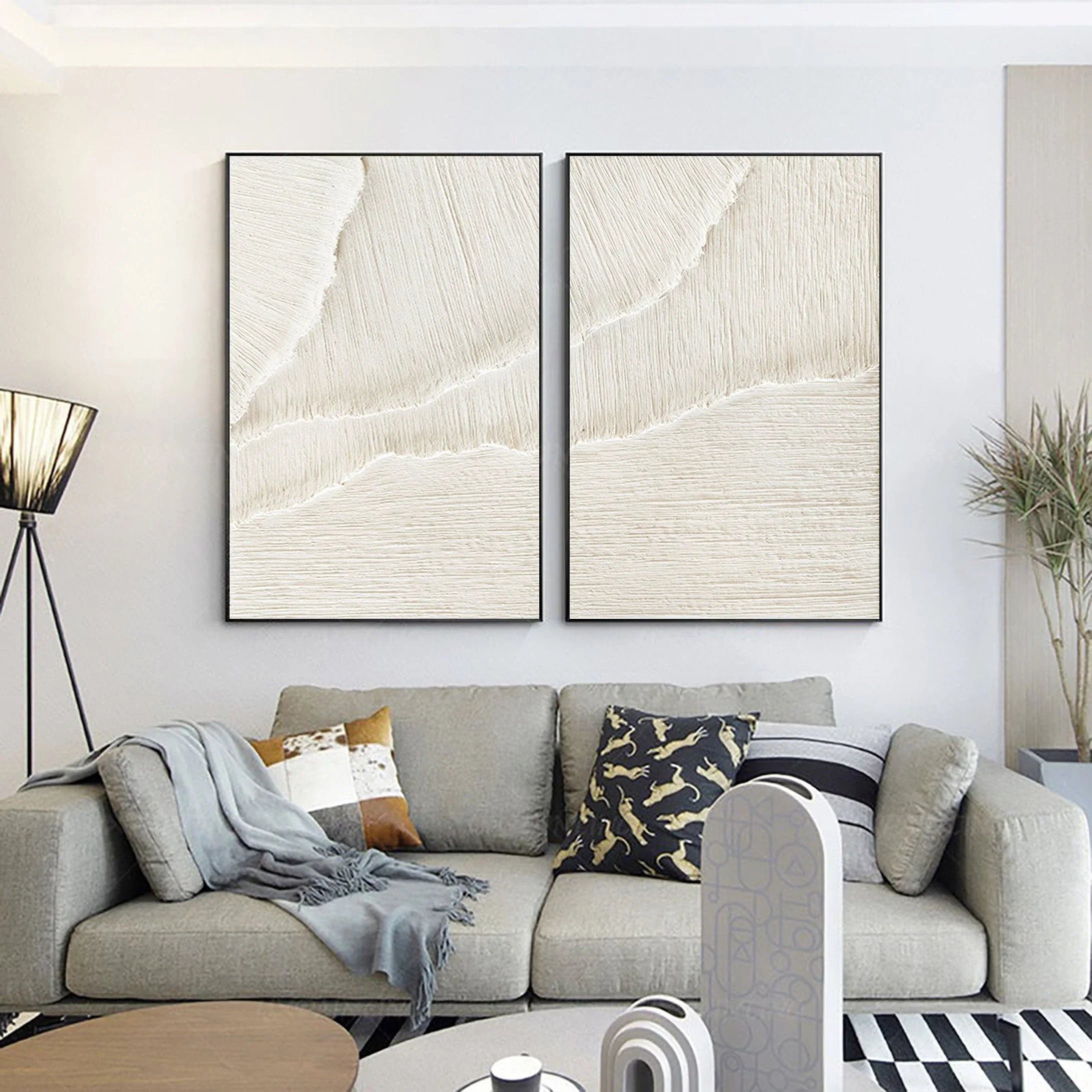 Ethereal Flow - Dual Minimalist Textured Wall Art SET OF 2