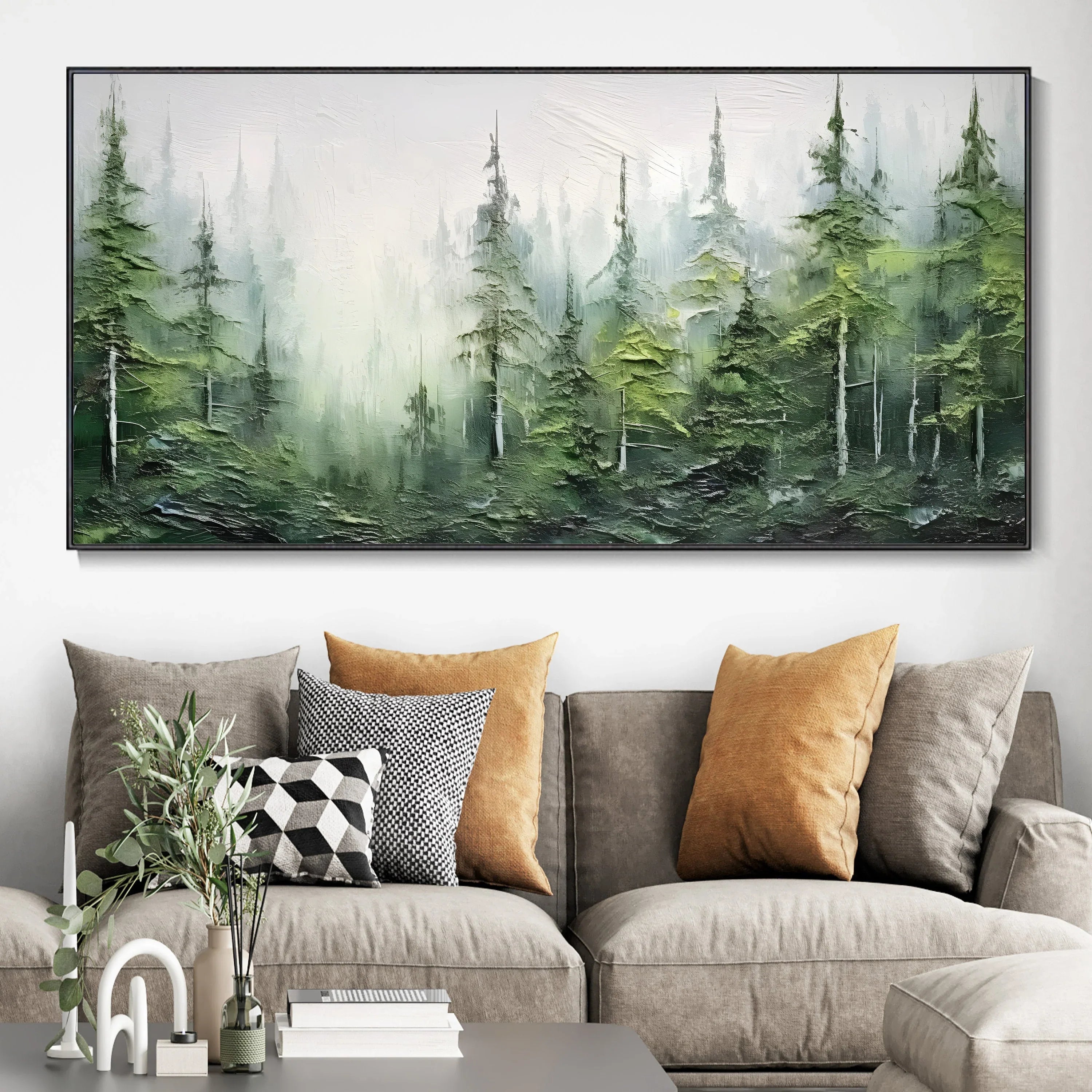 Misty Forest Serenity- Hand Drawn Lifelike Texture Forest#FL10004
