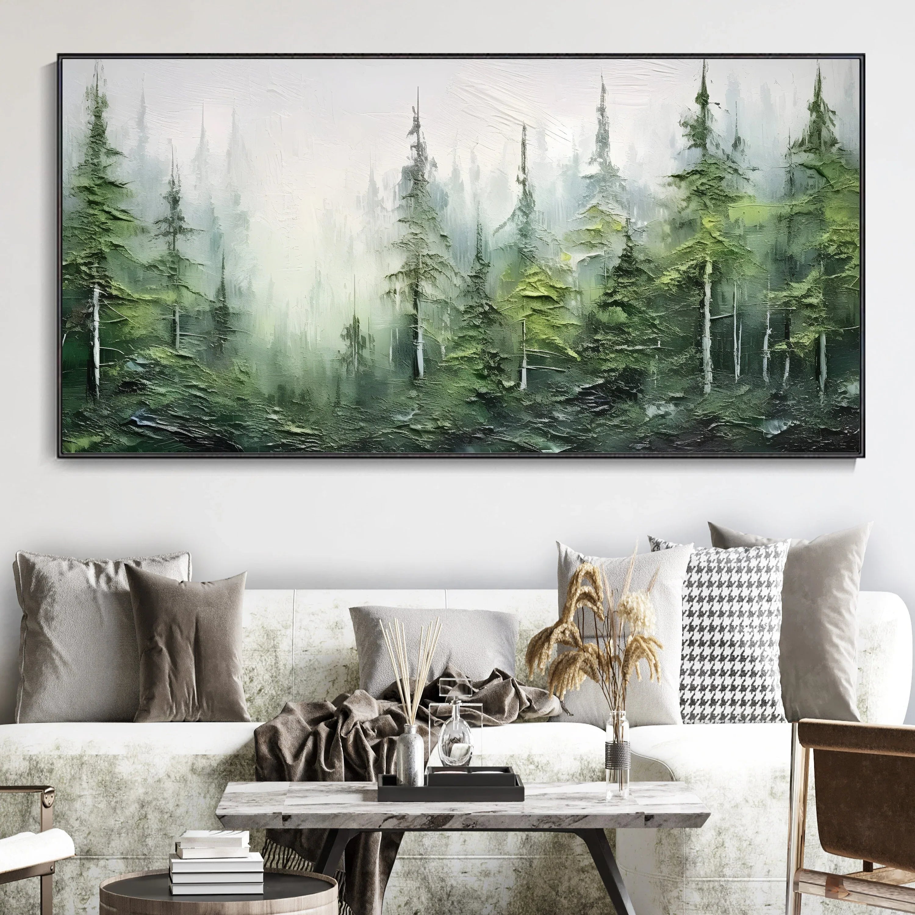 Misty Forest Serenity- Hand Drawn Lifelike Texture Forest#FL10004