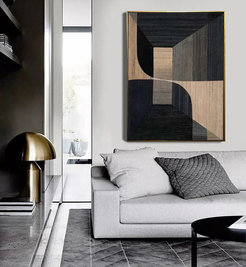 Geometric Tranquility-Geometric Space Abstract Wall Art with Extremely Simple Style