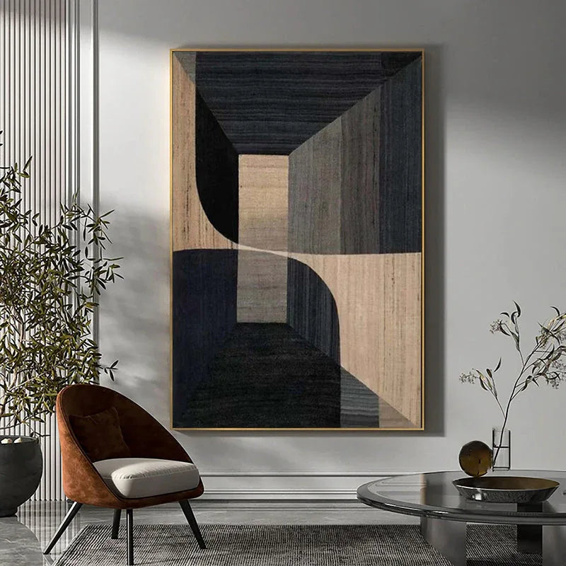 Geometric Tranquility-Geometric Space Abstract Wall Art with Extremely Simple Style